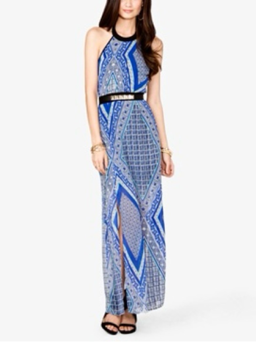 Y2K F21 Maxi Halter Dress Boho Scarf Print Size S